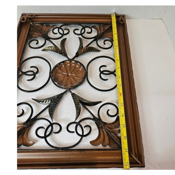Wrought Iron Indoor Outdoor Wall Decor Brass/Copper color 18"x13"x1" - Picture 5 of 6